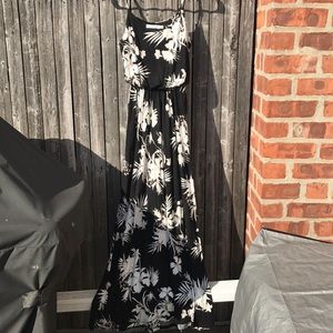 Lush Knit Black Floral Maxi Dress size XS